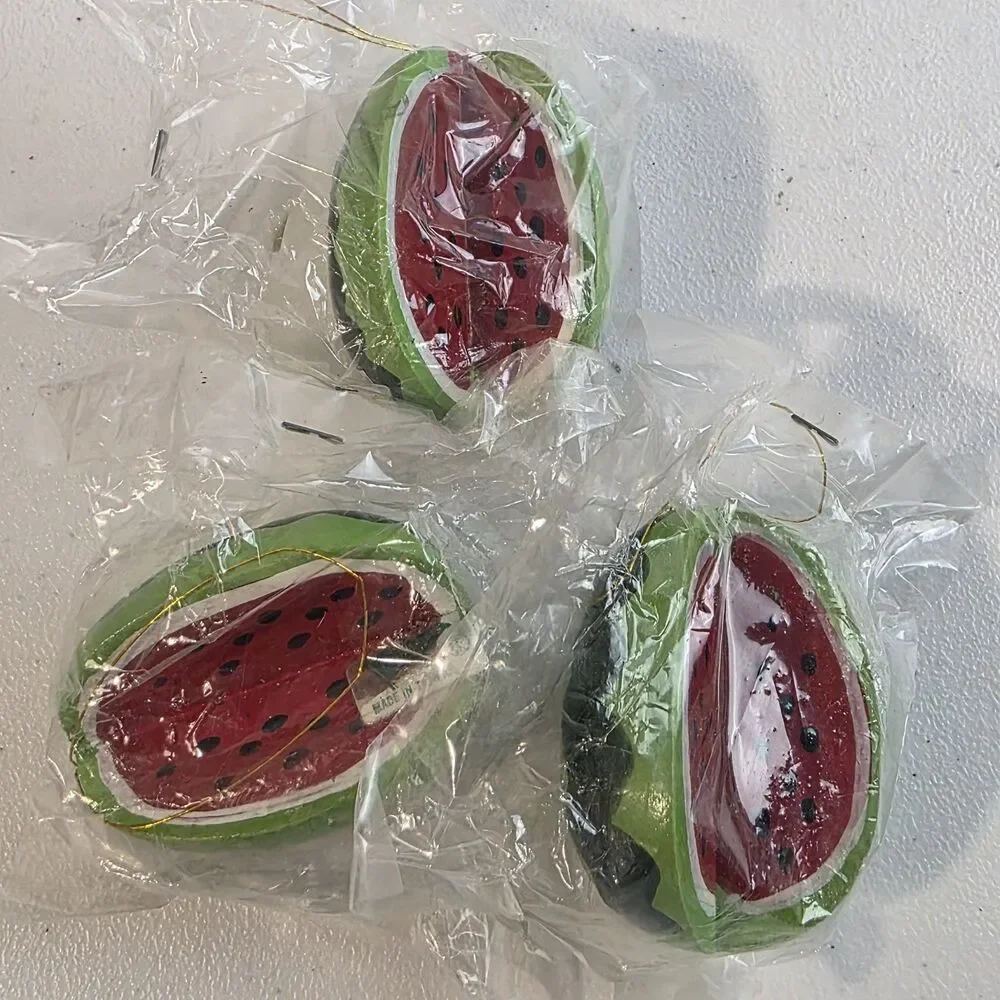 NOS Lot of 11 Banner Brand Christmas Ornament Taiwan Fruit Apple Pear Watermelon